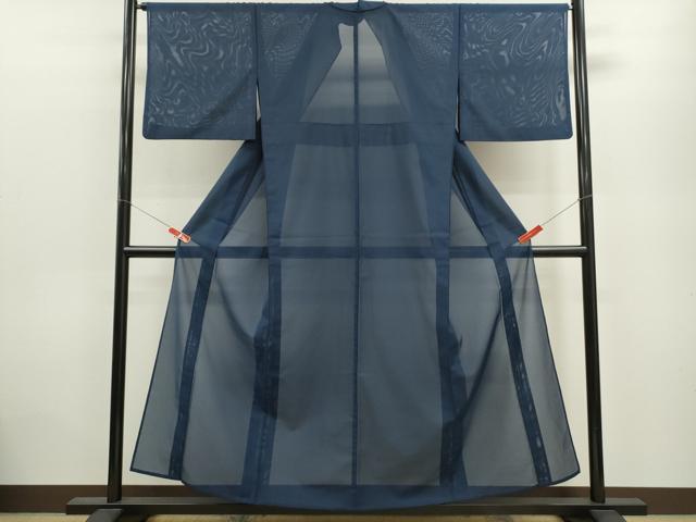 平和屋着物＊夏物　色無地　絽　留紺色　洗える着物　CABB9660ze