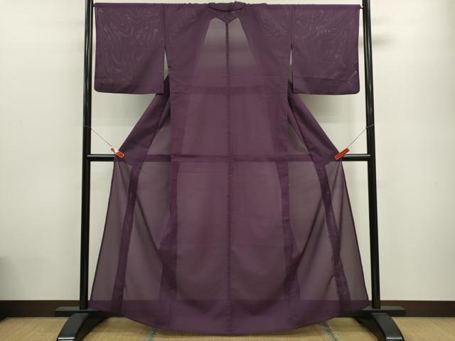 平和屋着物＊夏物 色無地 絽 葡萄色 洗える着物 CABB9661ze