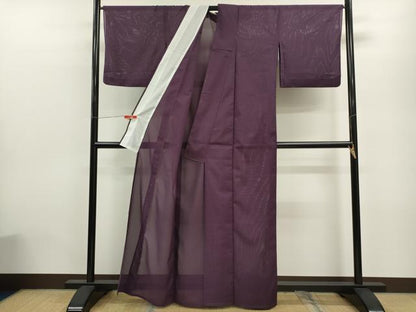 平和屋着物＊夏物 色無地 絽 葡萄色 洗える着物 CABB9661ze
