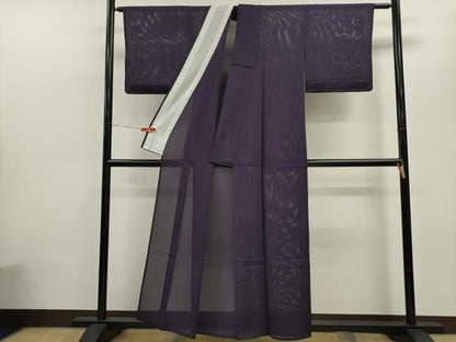 平和屋着物＊夏物 色無地 絽 深紫色 洗える着物 未使用 CABB9663ze