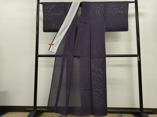 平和屋着物＊夏物 色無地 絽 深紫色 洗える着物 未使用 CABB9663ze