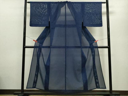 平和屋着物＊夏物 色無地 絽 濃藍色 洗える着物 未使用 CABB9664ze