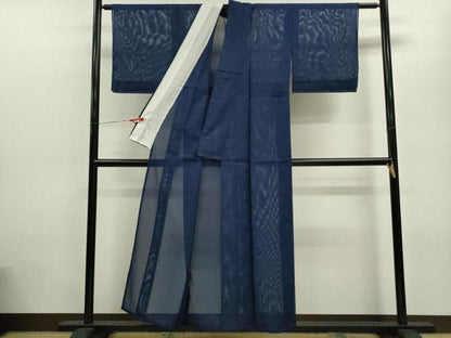 平和屋着物＊夏物 色無地 絽 濃藍色 洗える着物 未使用 CABB9664ze