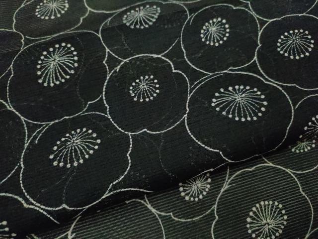 平和屋着物＊夏物 小紋 絽 花尽くし 黒地 洗える着物 CABB9667ze
