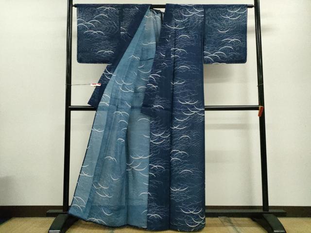平和屋着物＊夏物 小紋 絽 芝草文 洗える着物 未使用 CABB9668ze