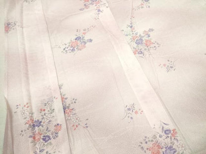 平和屋着物＊夏物 小紋 絽 草花文 暈し染め 洗える着物 CABB9669ze