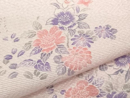 平和屋着物＊夏物 小紋 絽 草花文 暈し染め 洗える着物 CABB9669ze