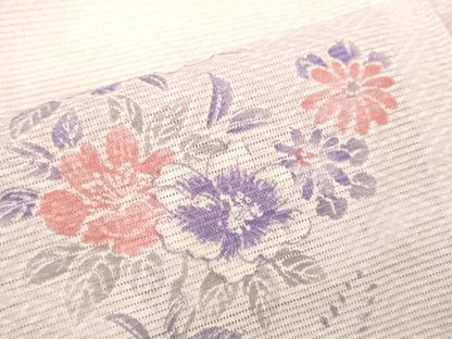 平和屋着物＊夏物 小紋 絽 草花文 暈し染め 洗える着物 CABB9669ze