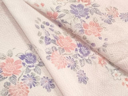 平和屋着物＊夏物 小紋 絽 草花文 暈し染め 洗える着物 CABB9669ze