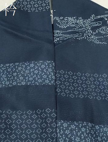 平和屋着物＊夏物 小紋 絽 横段吉祥草花文 洗える着物 CABB9670ze