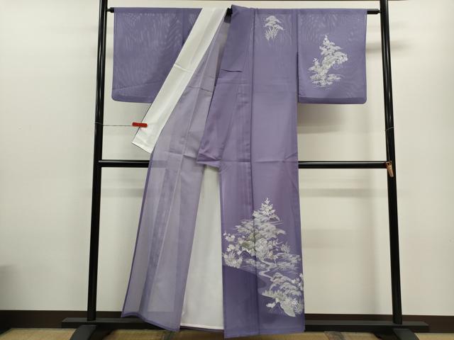 平和屋着物＊夏物 訪問着 絽 松竹梅風景文 金彩 洗える着物 CABB9671ze