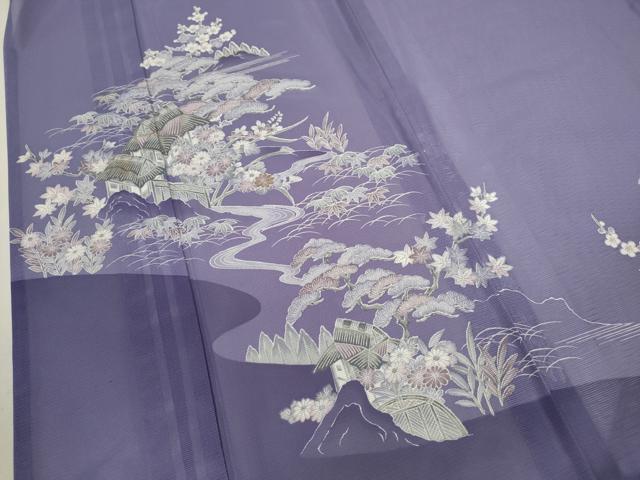 平和屋着物＊夏物　訪問着　絽　松竹梅風景文　金彩　洗える着物　CABB9671ze 平和屋着物＊夏物 訪問着 絽 松竹梅風景文 金彩 洗える着物 CABB9671ze