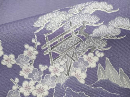 平和屋着物＊夏物 訪問着 絽 松竹梅風景文 金彩 洗える着物 CABB9671ze
