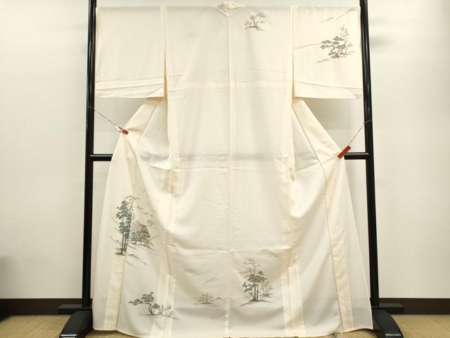 平和屋着物＊夏物　訪問着　絽　手描き　遠山風景文　洗える着物　CABB9672ze 平和屋着物＊夏物 訪問着 絽 手描き 遠山風景文 洗える着物 CABB9672ze