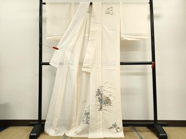 平和屋着物＊夏物 訪問着 絽 手描き 遠山風景文 洗える着物 CABB9672ze