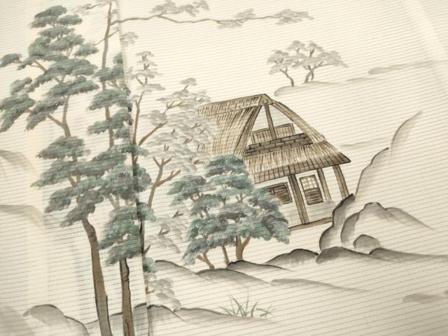 平和屋着物＊夏物　訪問着　絽　手描き　遠山風景文　洗える着物　CABB9672ze 平和屋着物＊夏物 訪問着 絽 手描き 遠山風景文 洗える着物 CABB9672ze
