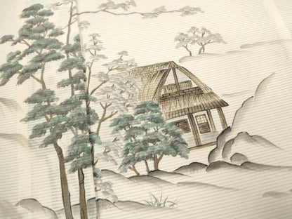 平和屋着物＊夏物 訪問着 絽 手描き 遠山風景文 洗える着物 CABB9672ze