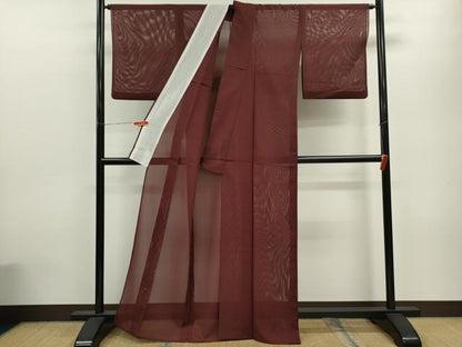 平和屋着物＊夏物 色無地 絽 葡萄茶色 洗える着物 CABB9679ze