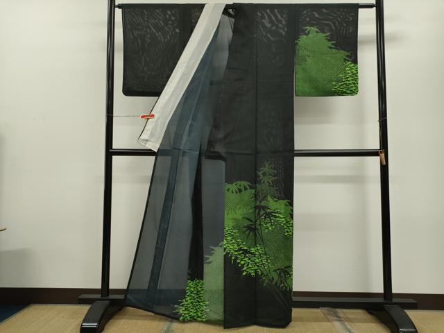 平和屋着物▽訪問着　単衣　笹竹文　黒地　洗える着物　AABD6982jh 平和屋着物□訪問着 絞り 笹竹文 正絹 逸品 CABG6426xe - メルカリ