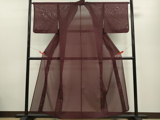 平和屋着物＊夏物 色無地 絽 黒檀色 洗える着物 CABB9684ze