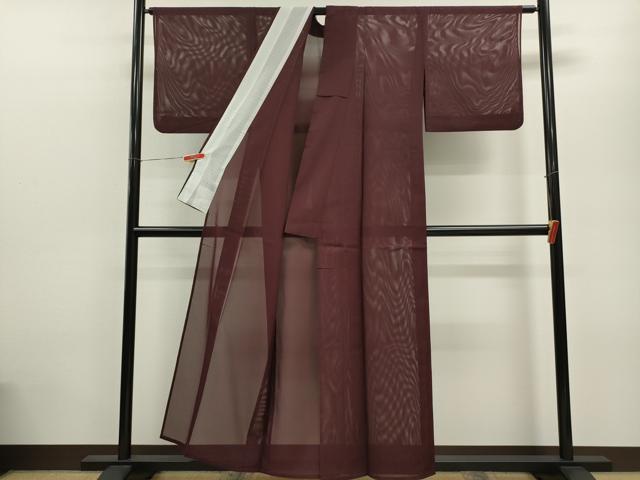平和屋着物＊夏物 色無地 絽 黒檀色 洗える着物 CABB9684ze