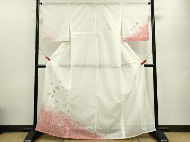 平和屋着物＊夏物 訪問着 絽 舞蝶草花文 たたき染め 洗える着物 CABB9685ze