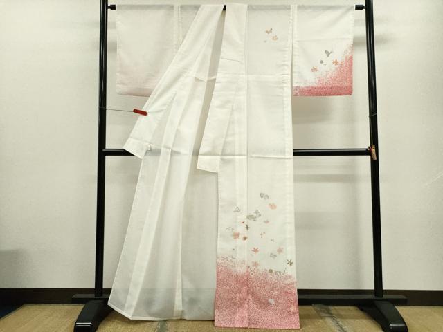 平和屋着物＊夏物 訪問着 絽 舞蝶草花文 たたき染め 洗える着物 CABB9685ze