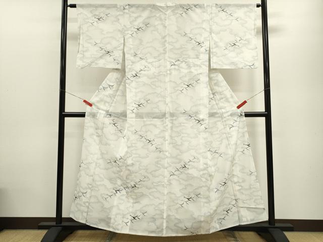 平和屋着物＊夏物 小紋 絽 雲取り飛鳥文 洗える着物 CABB9689ze