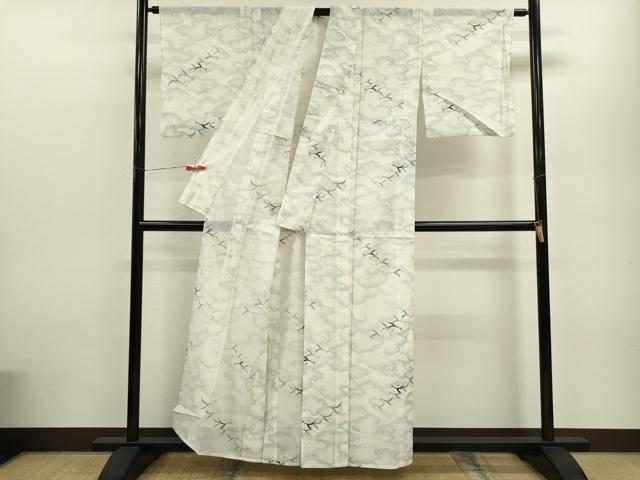平和屋着物＊夏物 小紋 絽 雲取り飛鳥文 洗える着物 CABB9689ze