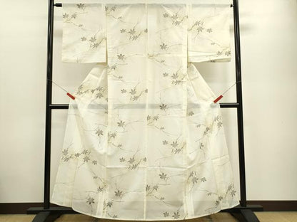 平和屋着物＊夏物 小紋 絽 枝楓松葉文 暈し染め 洗える着物 CABB9690ze