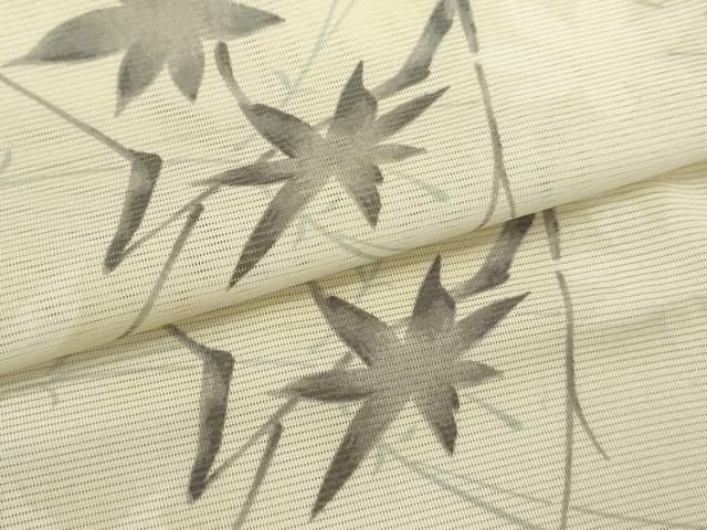 平和屋着物＊夏物 小紋 絽 枝楓松葉文 暈し染め 洗える着物 CABB9690ze