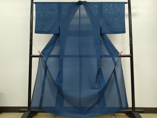 平和屋着物＊夏物 色無地 絽 紺青色 洗える着物 CABB9691ze