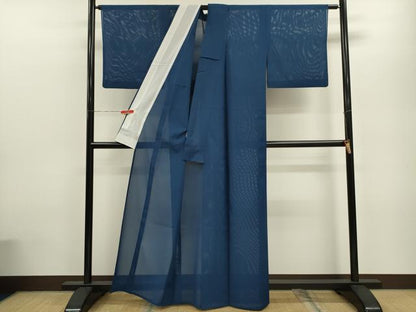 平和屋着物＊夏物 色無地 絽 紺青色 洗える着物 CABB9691ze