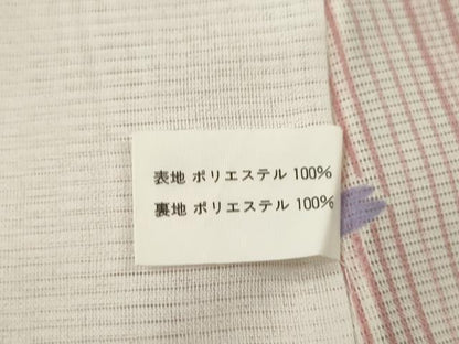 平和屋着物＊夏物 小紋 絽 縞 舞桜文 洗える着物 CABB9693ze