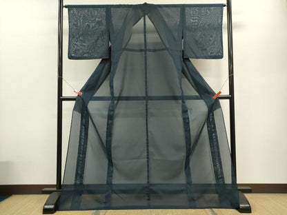 平和屋着物＊夏物　色無地　絽　ロング丈　褐返色　洗える着物　CABB9695ze