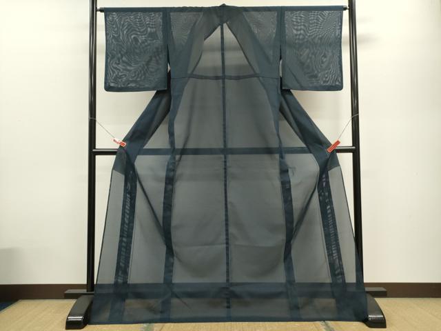 平和屋着物＊夏物　色無地　絽　ロング丈　褐返色　洗える着物　CABB9695ze