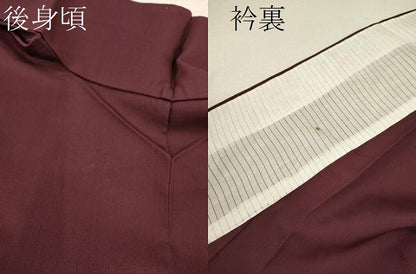 平和屋着物＊夏物 色無地 縦絽 笹文紗 紫鳶色 正絹 逸品 CABB9697ze