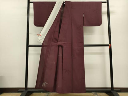 平和屋着物＊夏物 色無地 縦絽 笹文紗 紫鳶色 正絹 逸品 CABB9697ze