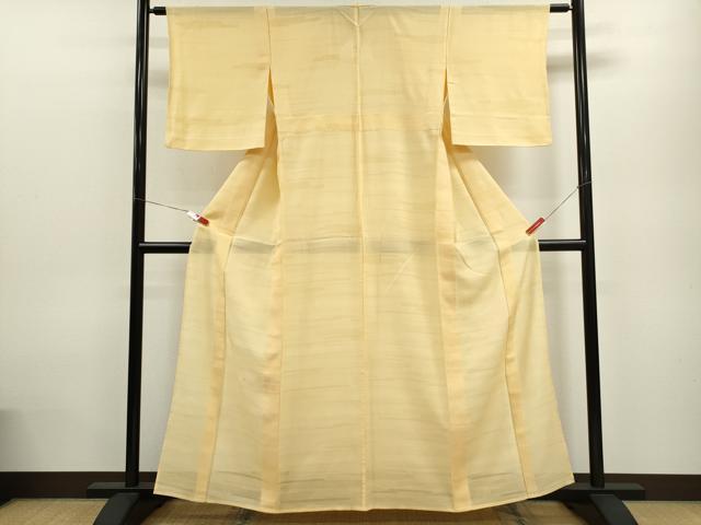 平和屋着物＊夏物　色無地　縦絽　吉祥紋紗　蜂蜜色　正絹　逸品　CABB9699ze 平和屋着物＊夏物 色無地 縦絽 吉祥紋紗 蜂蜜色 正絹 逸品
