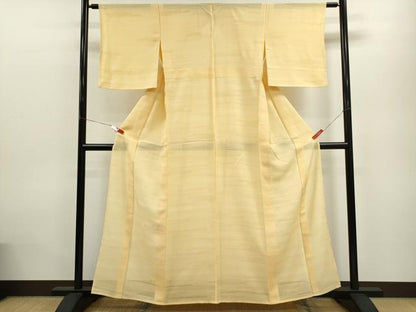 平和屋着物＊夏物 色無地 縦絽 吉祥紋紗 蜂蜜色 正絹 逸品 CABB9699ze