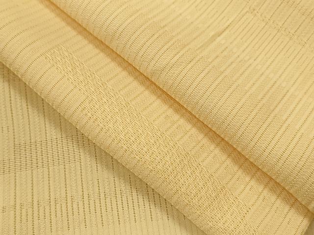 平和屋着物＊夏物　色無地　縦絽　吉祥紋紗　蜂蜜色　正絹　逸品　CABB9699ze 平和屋着物＊夏物 色無地 縦絽 吉祥紋紗 蜂蜜色 正絹 逸品