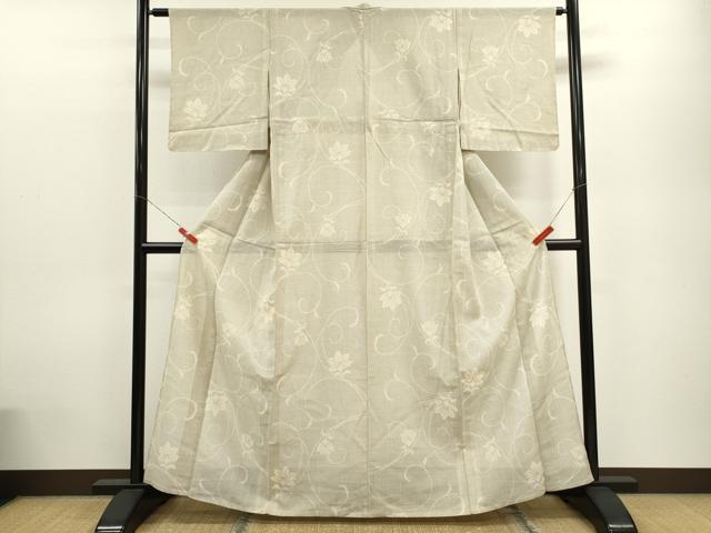 平和屋着物＊夏物　紗紬　更紗花唐草文　正絹　逸品　CABB9700ze 平和屋着物＊夏物 紗紬 更紗花唐草文 正絹 逸品 CABB9700ze