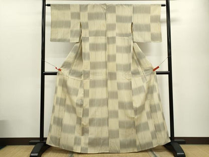 平和屋着物＊夏物 明石ちぢみ 霞変わり縞 正絹 逸品 CABB9702ze