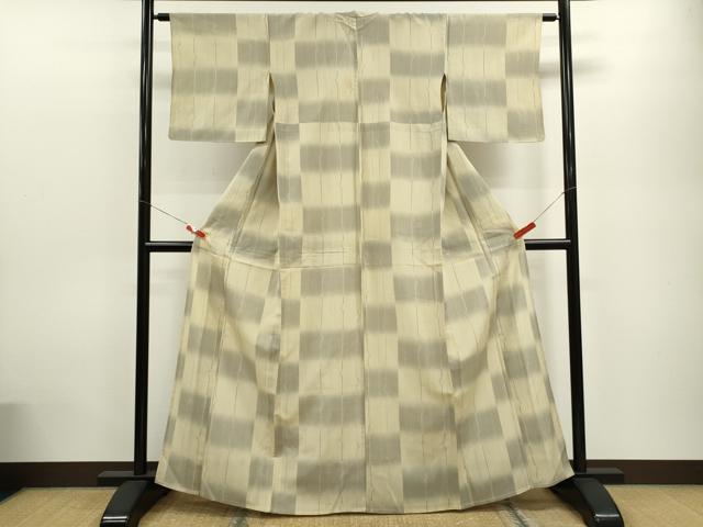 平和屋着物＊夏物 明石ちぢみ 霞変わり縞 正絹 逸品 CABB9702ze