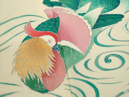 平和屋着物＊夏物 振袖 絽 駒刺繍 流水鴛鴦文 銀彩 正絹 逸品 CABB9705ze