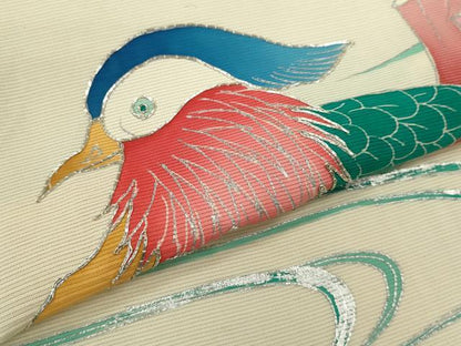 平和屋着物＊夏物 振袖 絽 駒刺繍 流水鴛鴦文 銀彩 正絹 逸品 CABB9705ze