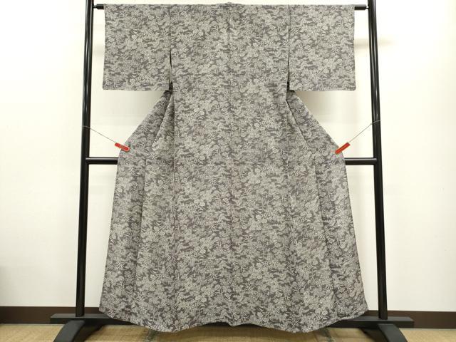 平和屋着物＊夏物 小紋 絽 草花文 正絹 逸品 CABB9706ze