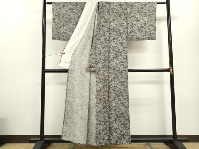 平和屋着物＊夏物 小紋 絽 草花文 正絹 逸品 CABB9706ze