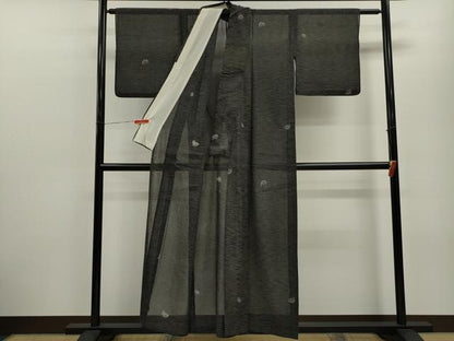 平和屋着物＊夏物 紗紬 霞籬文 黒地 正絹 逸品 CABB9710ze
