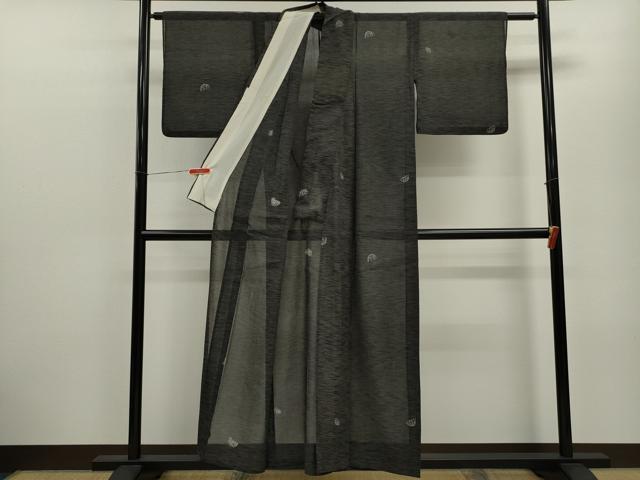 平和屋着物＊夏物 紗紬 霞籬文 黒地 正絹 逸品 CABB9710ze